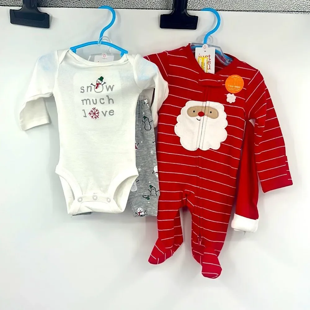 Just One You by CARTERS (2) Outfit Bundle Sz Newborn Santa Sleeper/Snowman 2pc‎